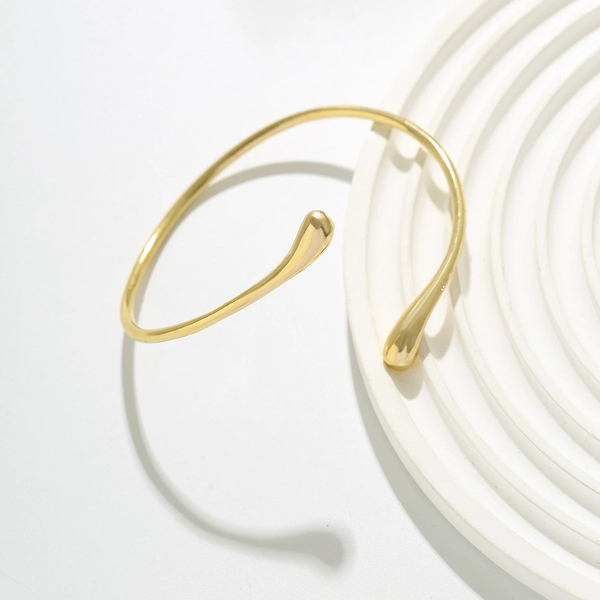 Golden Water Drop Open Cuff Bangle