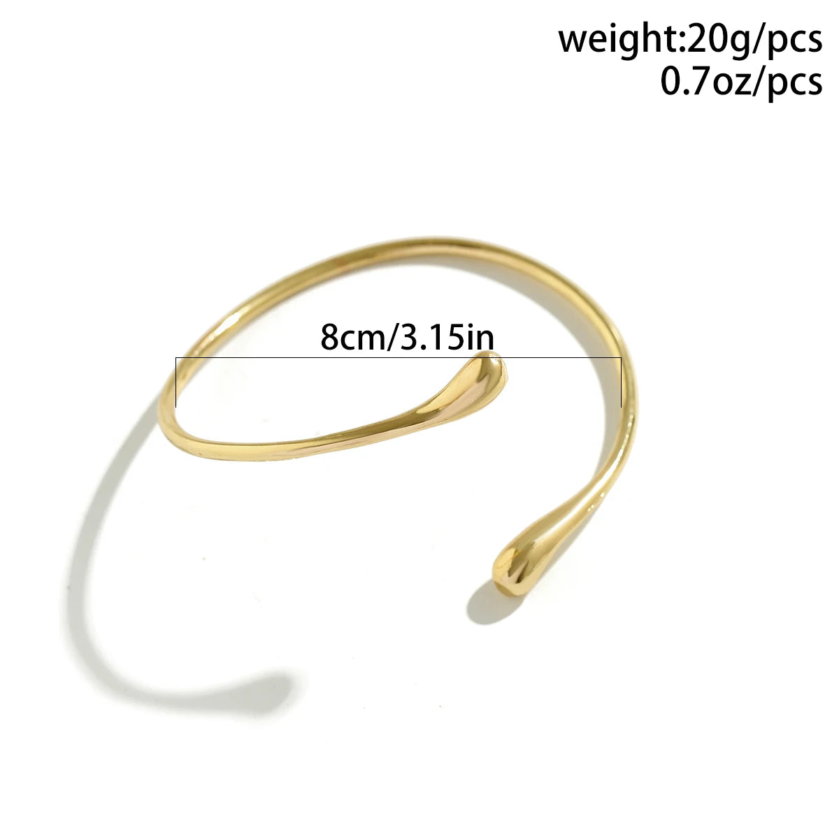 Golden Water Drop Open Cuff Bangle